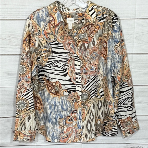 Lot of 2 Chico's No-Iron Animal Print Tops Size 16/XL/Chico’s 3 - Picture 2 of 11